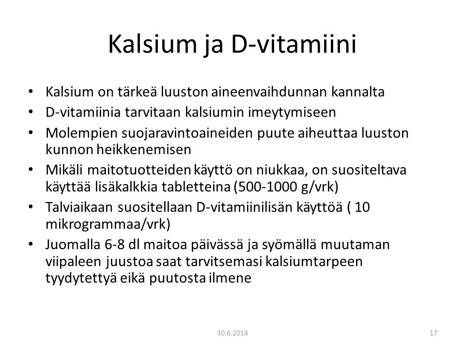 Kalsium ja D-vitamiini