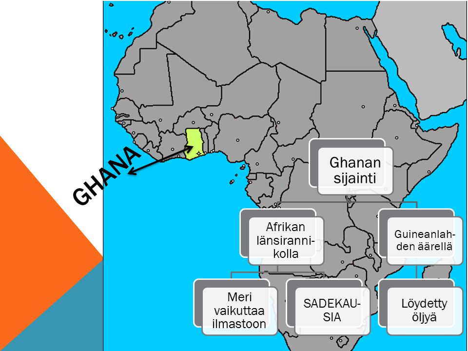 GHANA Ghanan sijainti Afrikan länsiranni-kolla