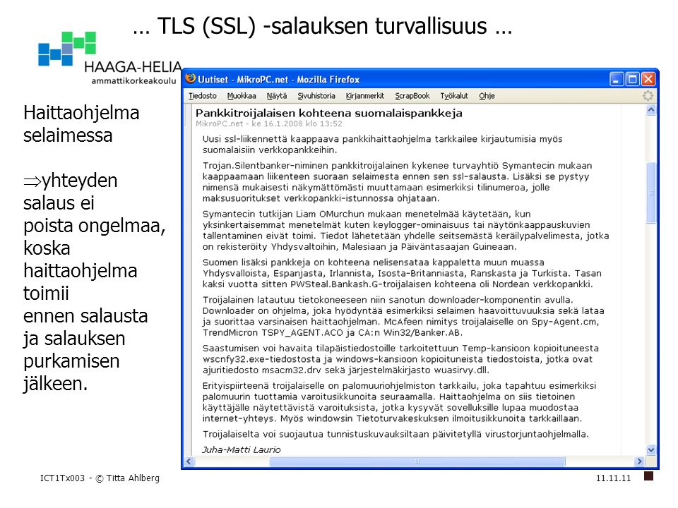 … TLS (SSL) -salauksen turvallisuus …