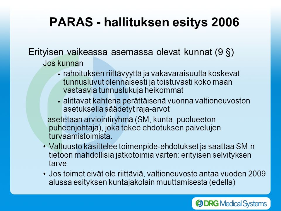PARAS - hallituksen esitys 2006