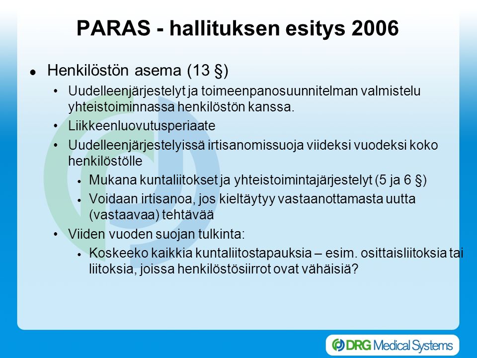 PARAS - hallituksen esitys 2006