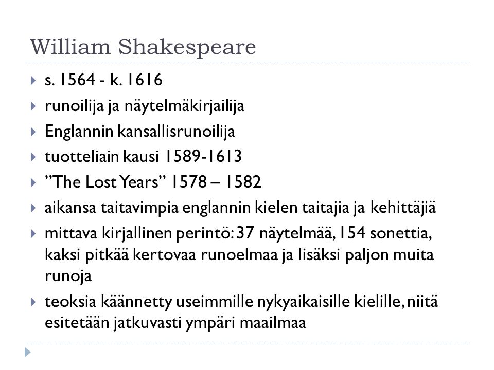 William Shakespeare s k runoilija ja näytelmäkirjailija