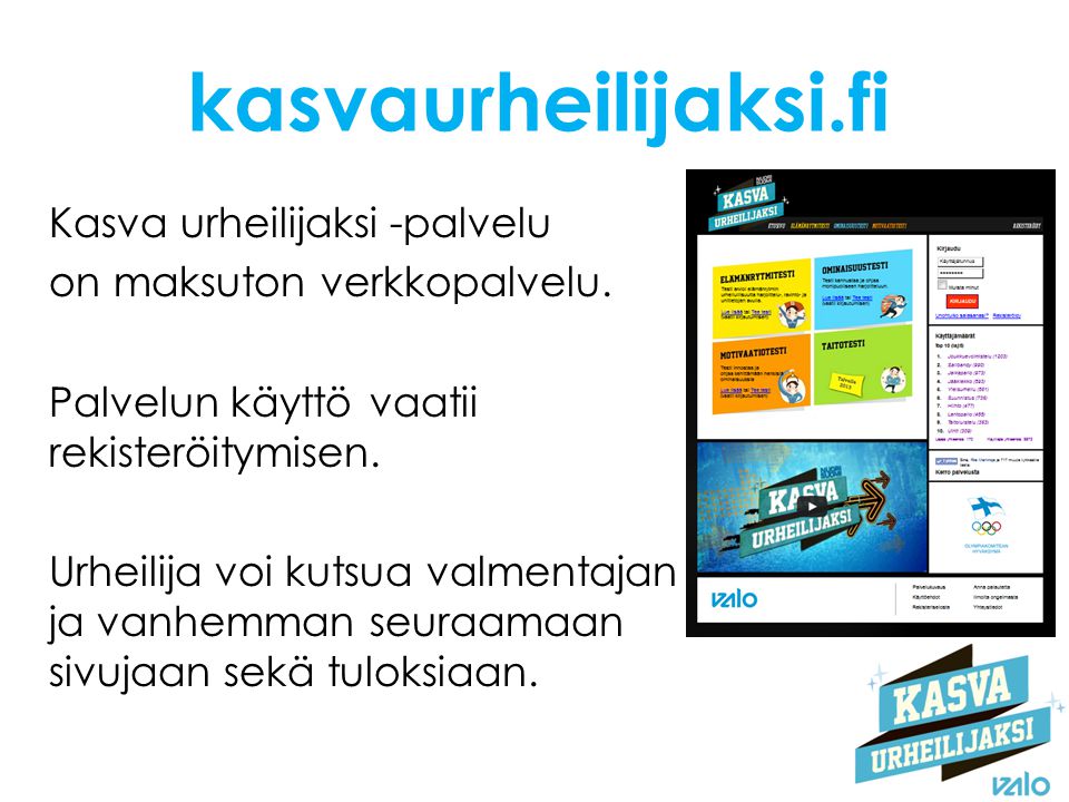 kasvaurheilijaksi.fi Kasva urheilijaksi -palvelu