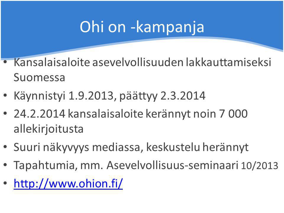 Ohi on -kampanja Kansalaisaloite asevelvollisuuden lakkauttamiseksi Suomessa. Käynnistyi , päättyy