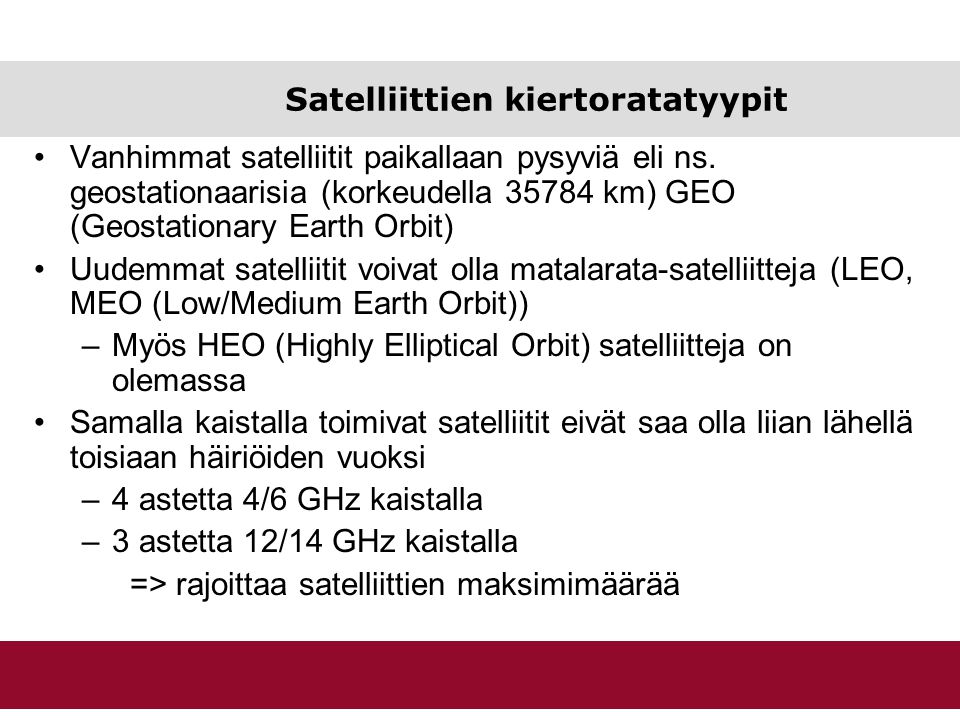 Satelliittien kiertoratatyypit