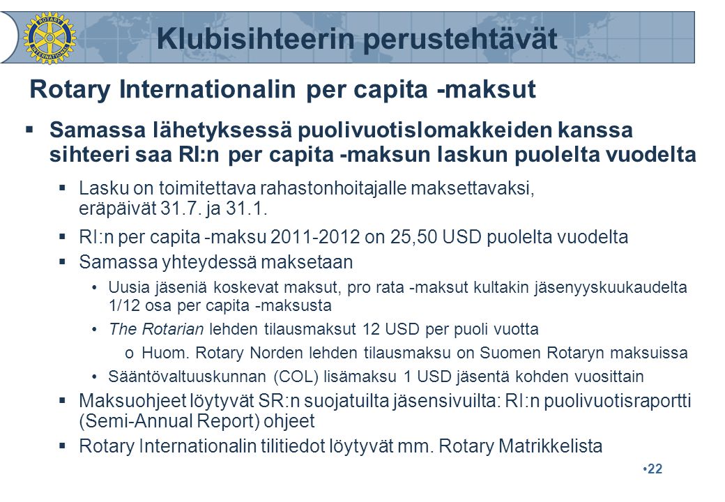 Rotary Internationalin per capita -maksut