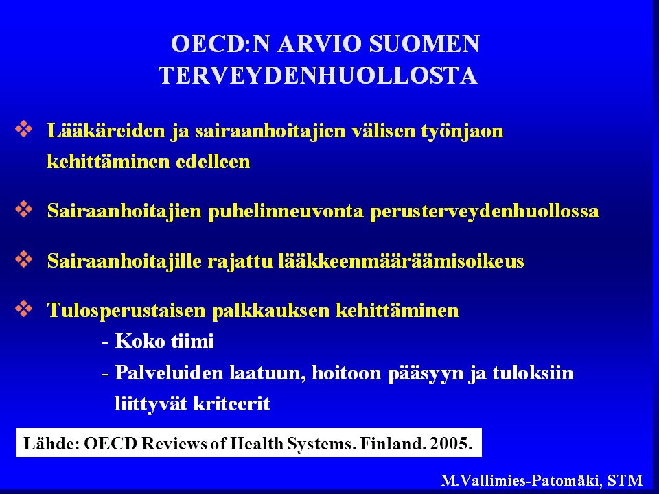 Lähde: OECD Reviews of Health Systems. Finland