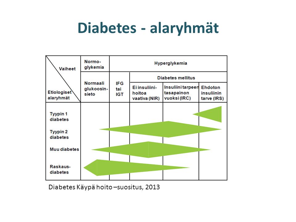 Diabetes - alaryhmät Diabetes Käypä hoito –suositus, 2013