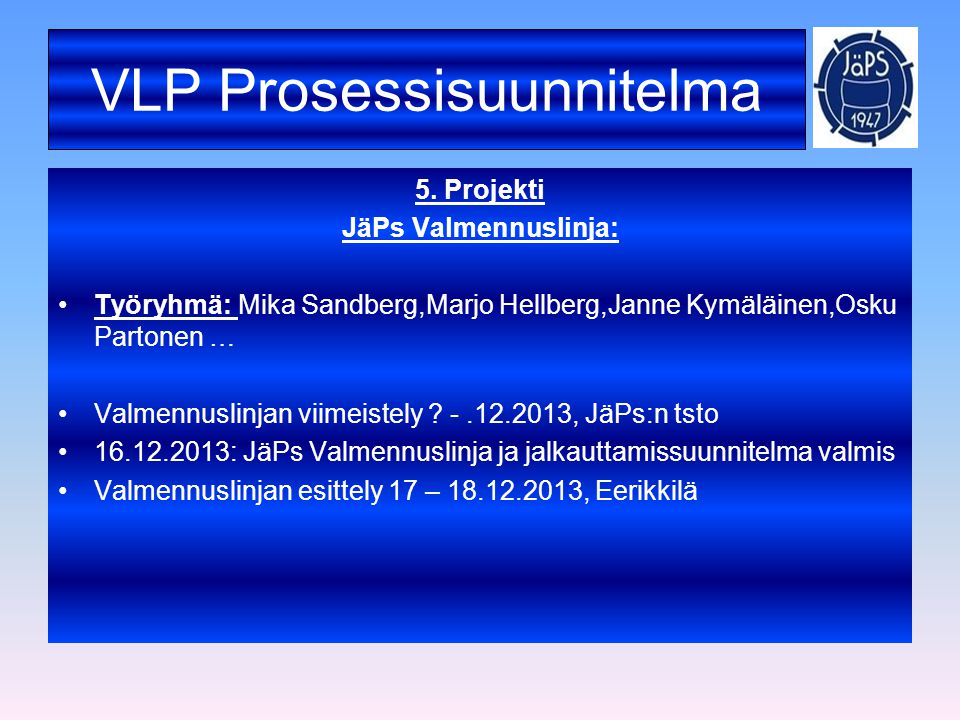 VLP Prosessisuunnitelma