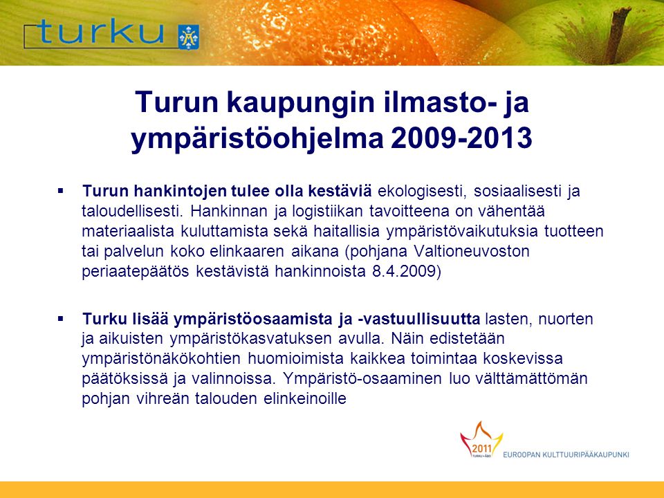 Turun kaupungin ilmasto- ja ympäristöohjelma