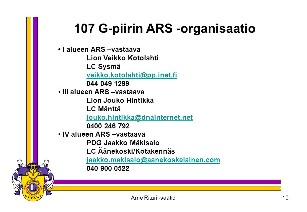 107 G-piirin ARS -organisaatio