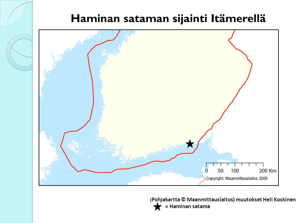 Haminan sataman sijainti Itämerellä