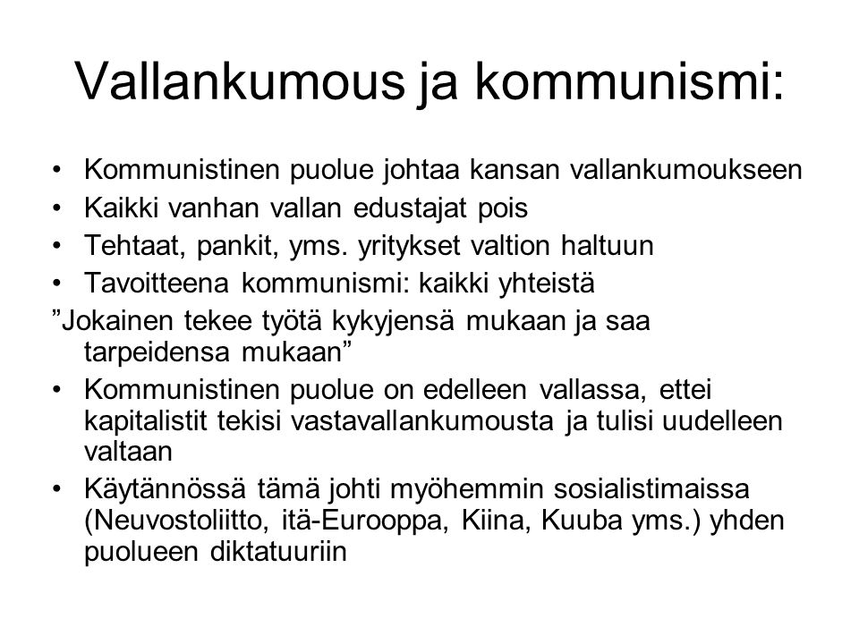 Vallankumous ja kommunismi: