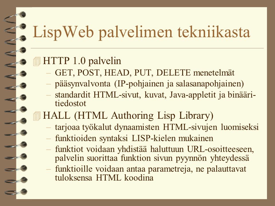 LispWeb palvelimen tekniikasta