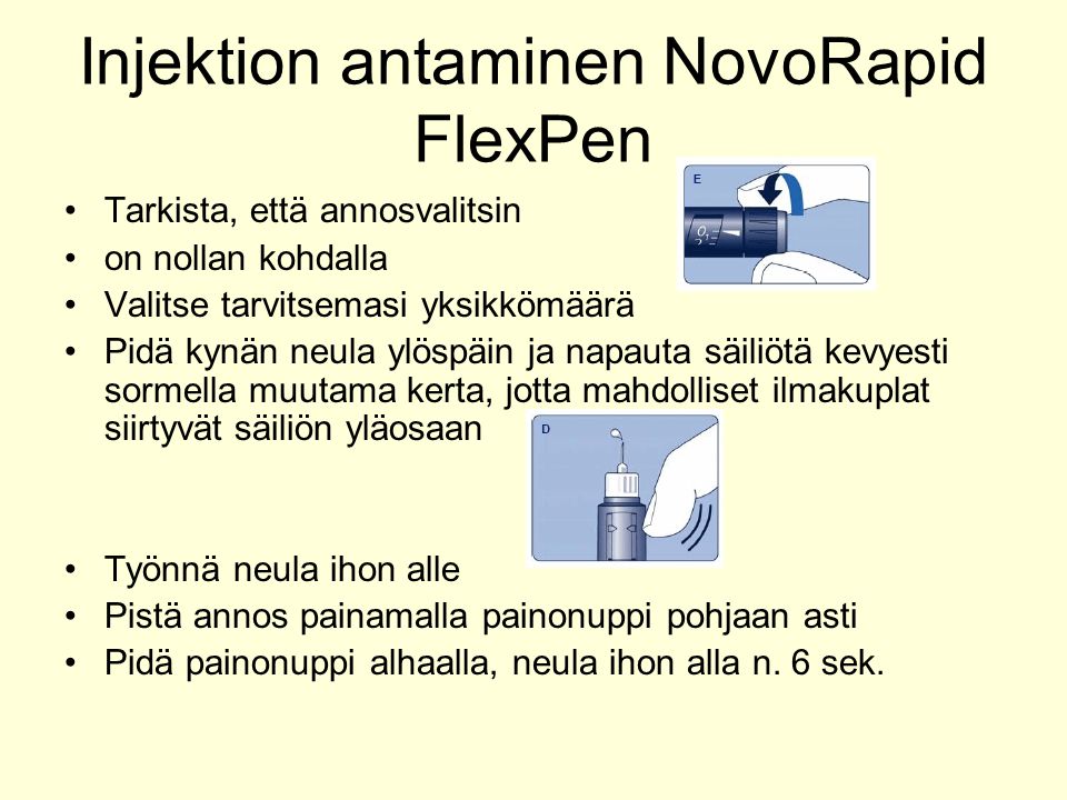 Injektion antaminen NovoRapid FlexPen