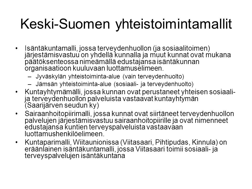 Keski-Suomen yhteistoimintamallit