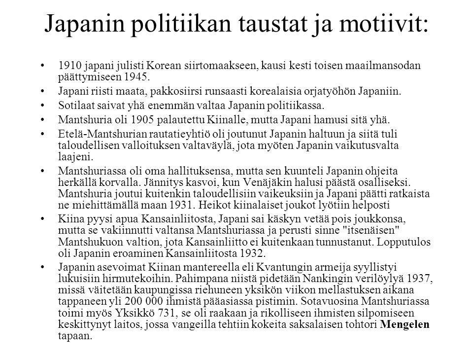 Japanin politiikan taustat ja motiivit: