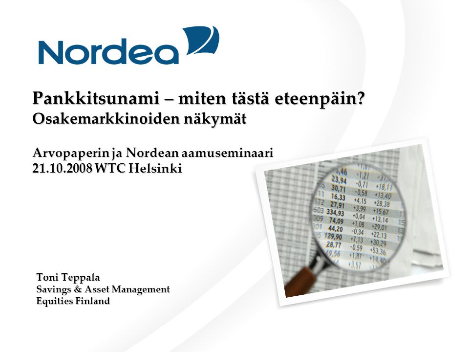 Toni Teppala Savings & Asset Management Equities Finland