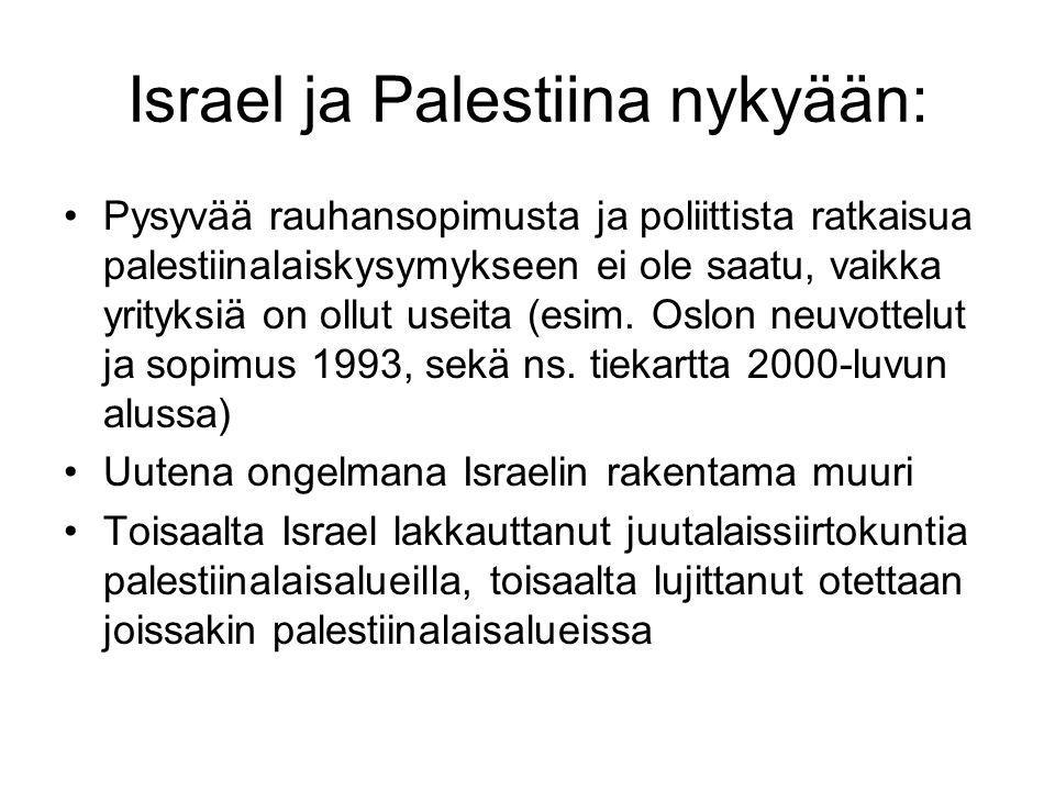 Israel ja Palestiina nykyään: