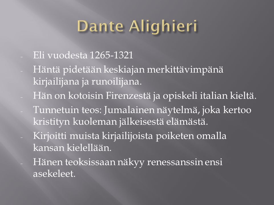 Dante Alighieri Eli vuodesta