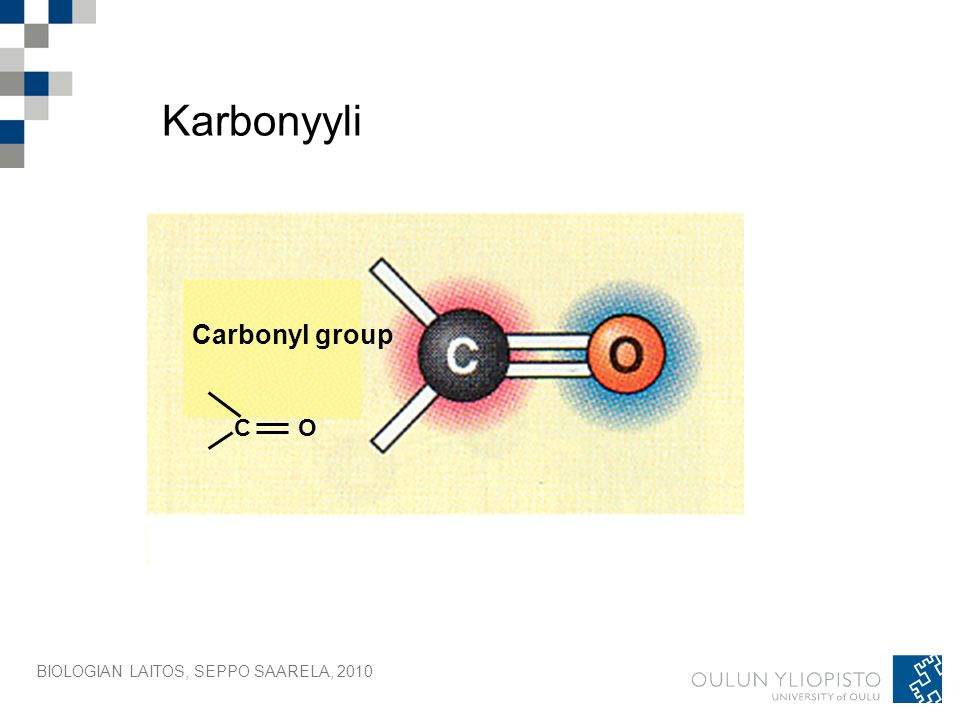 Karbonyyli Carbonyl group C O BIOLOGIAN LAITOS, SEPPO SAARELA, 2010
