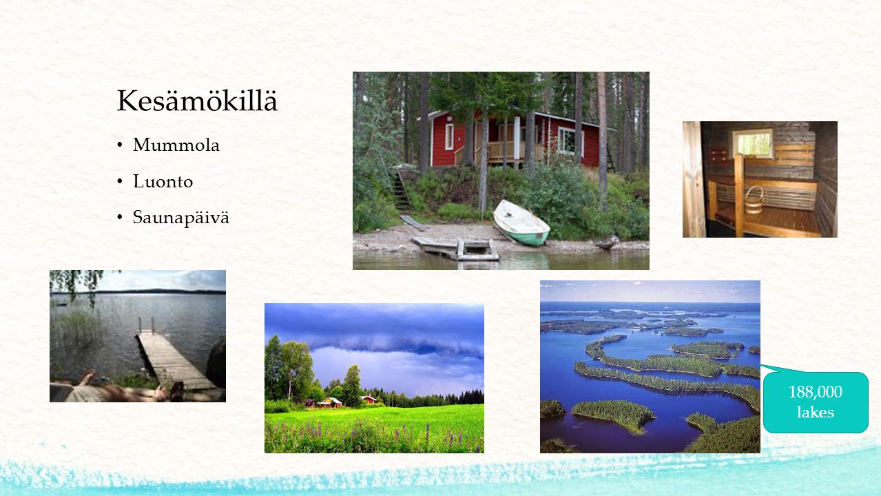 Kesämökillä Mummola Luonto Saunapäivä 188,000 lakes