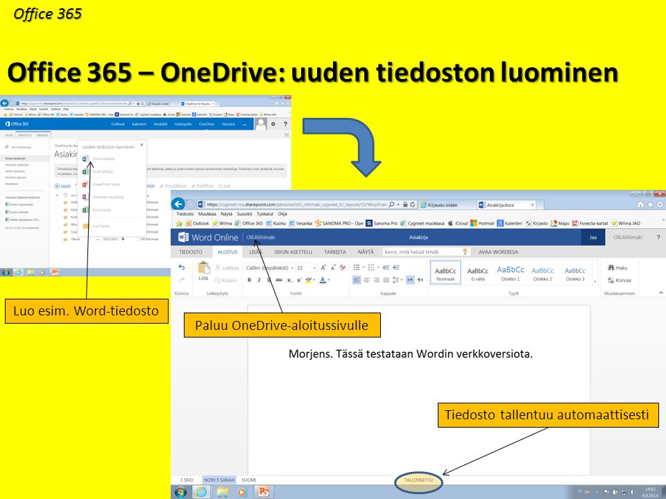 Office 365 – OneDrive: uuden tiedoston luominen