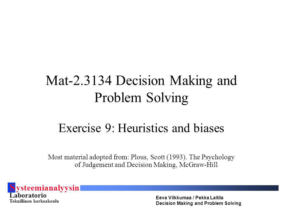 Mat Decision Making and Problem Solving
