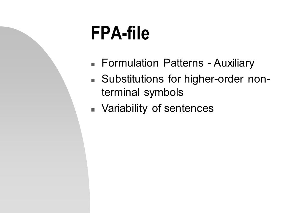 FPA-file Formulation Patterns - Auxiliary