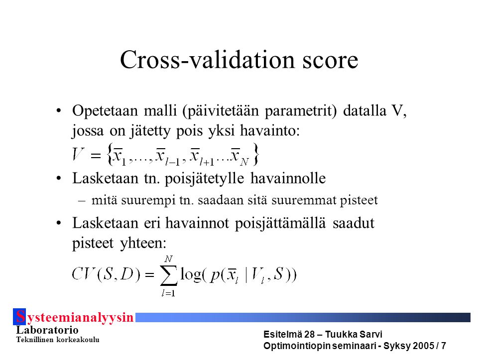 Cross-validation score