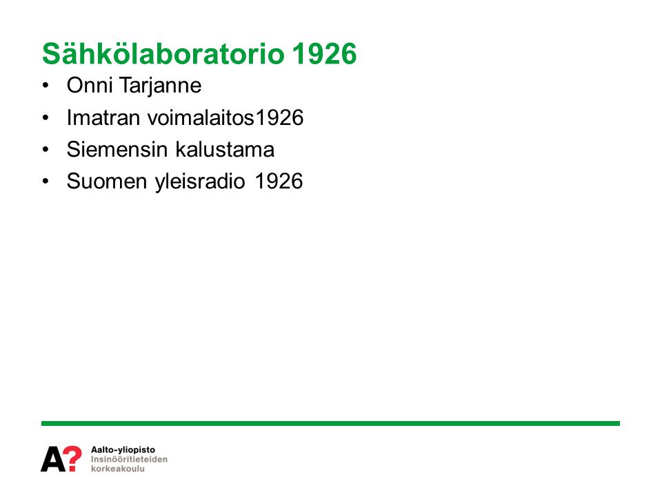 Sähkölaboratorio 1926 Onni Tarjanne Imatran voimalaitos1926