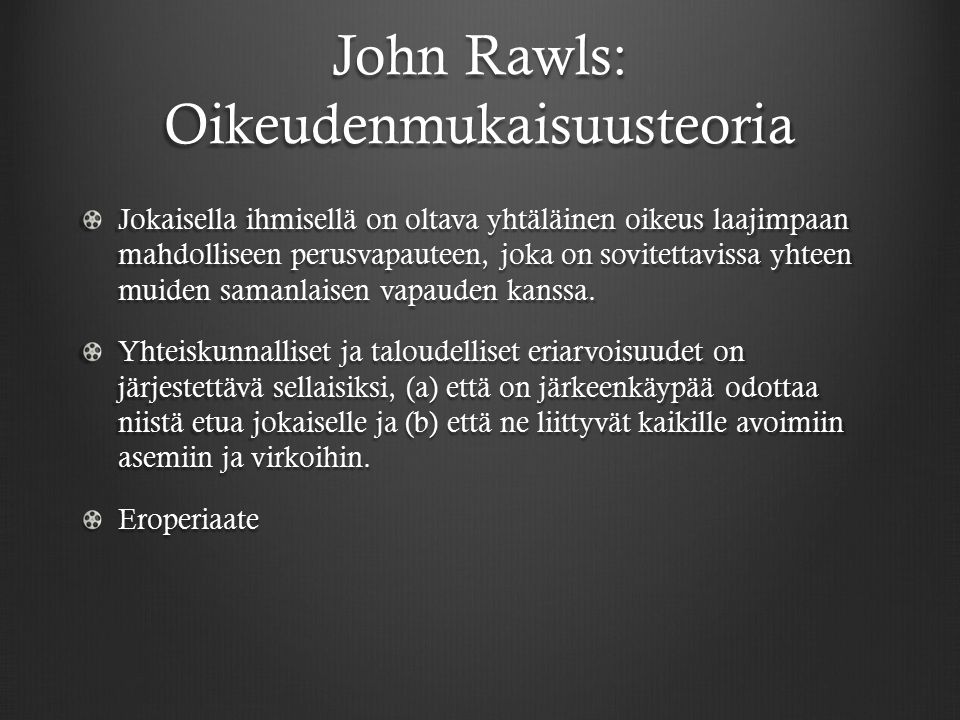 John Rawls: Oikeudenmukaisuusteoria