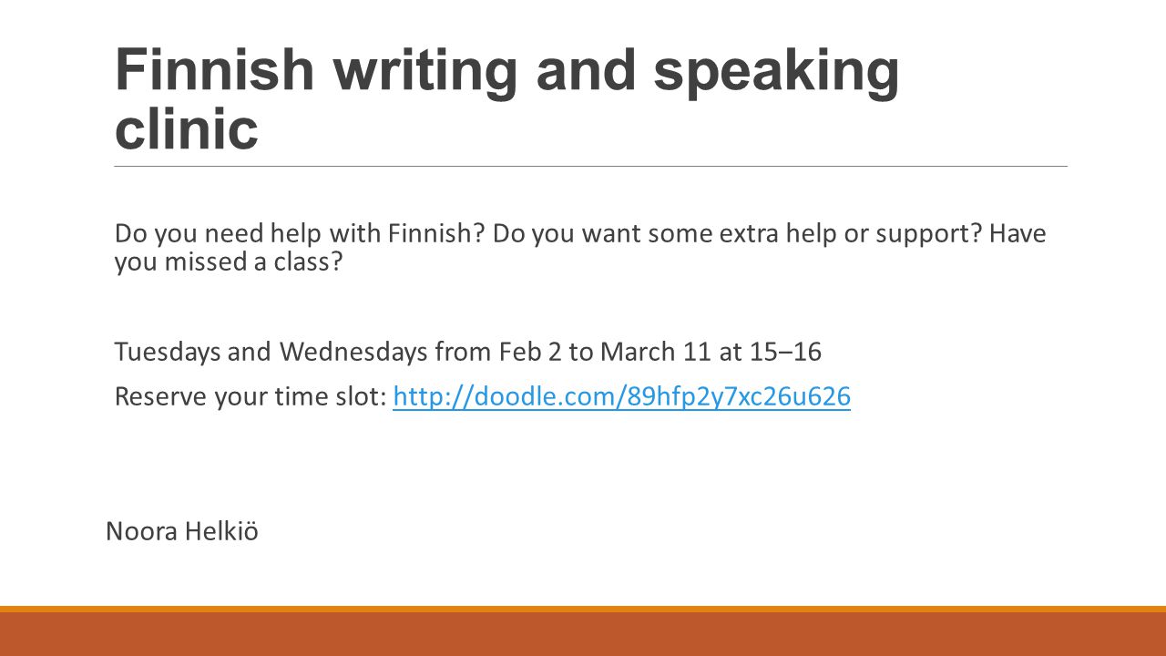 Finnish writing and speaking clinic
