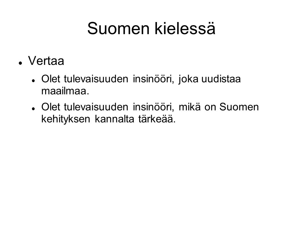 Suomen kielessä Vertaa