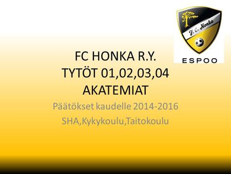 FC HONKA R.Y. TYTÖT 01,02,03,04 AKATEMIAT