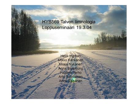 HYB569 Talven limnologia Loppuseminaari