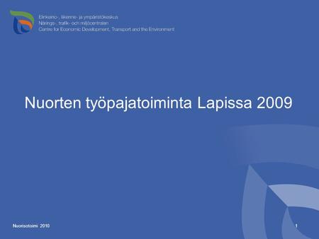 Nuorisotoimi 20101 Nuorten työpajatoiminta Lapissa 2009.