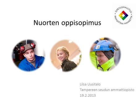 Nuorten oppisopimus Liisa Uusitalo Tampereen seudun ammattiopisto 19.2.2013.