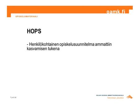 HOPS - Henkilökohtainen opiskelusuunnitelma ammattiin kasvamisen tukena TL/4.9.04.