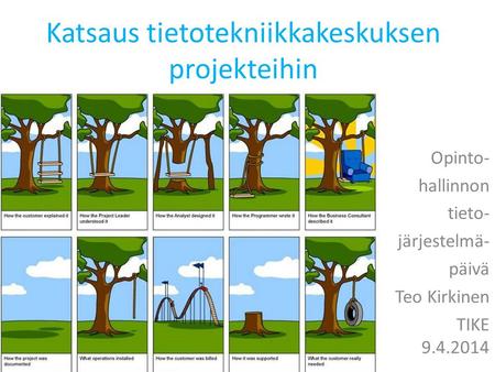 Katsaus tietotekniikkakeskuksen projekteihin Opinto- hallinnon tieto- järjestelmä- päivä Teo Kirkinen TIKE 9.4.2014.
