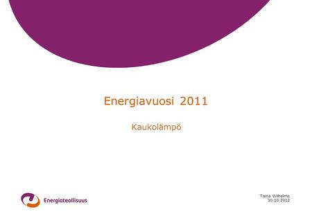 30.10.2012 Taina Wilhelms Energiavuosi 2011 Kaukolämpö.