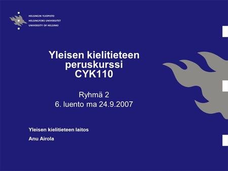 Yleisen kielitieteen peruskurssi CYK110