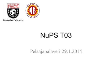 NuPS T03 Pelaajapalaveri 29.1.2014. Joukkueen NuPS T03 pelaajat 28.1.2014.