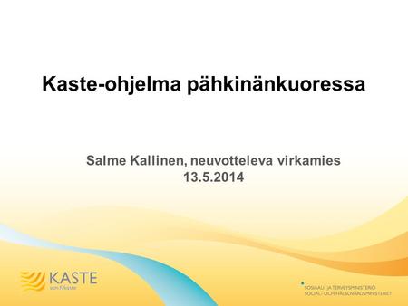 Kaste-ohjelma pähkinänkuoressa Salme Kallinen, neuvotteleva virkamies 13.5.2014.