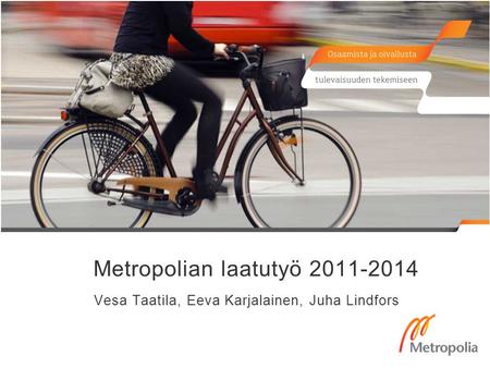 Metropolian laatutyö 2011-2014 Vesa Taatila, Eeva Karjalainen, Juha Lindfors.