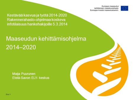 Maaseudun kehittämisohjelma 2014–2020