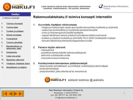 Rakennusfaktahaku.fi toimiva konsepti internetiin