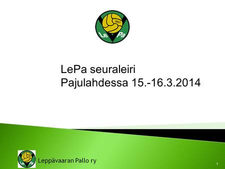 LePa seuraleiri Pajulahdessa 15.-16.3.2014 Leppävaaran Pallo ry 1.