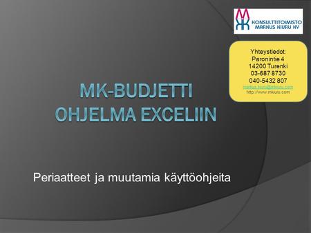MK-Budjetti ohjelma Exceliin