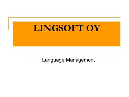 LINGSOFT OY Language Management